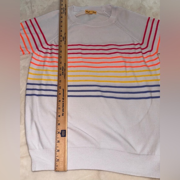 Mesh +Lace Striped Multicolor Sweater. Size XL - Picture 6 of 9